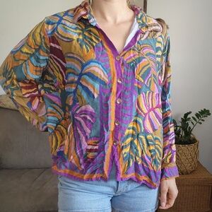Haute Hippie Colorful Button Down Top Size 3X